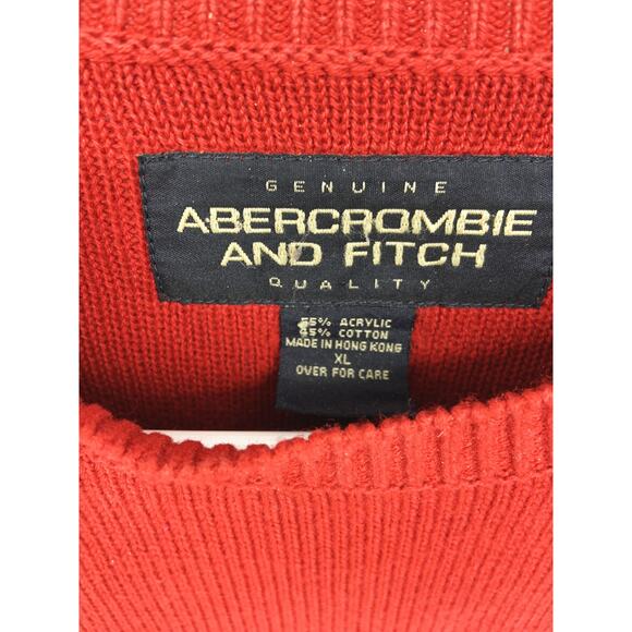 Vintage Abercrombie and Fitch Heavy Knit Red Navy Blue Sweater Sz XL Hong Kong - Picture 4 of 8